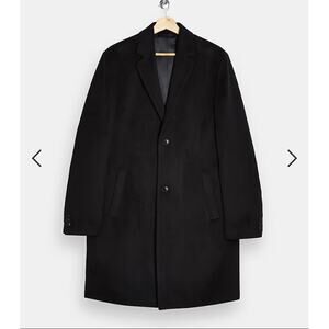 Topman JUSTIN classic fit coat black Size Large Men's NEW Buttons pockets